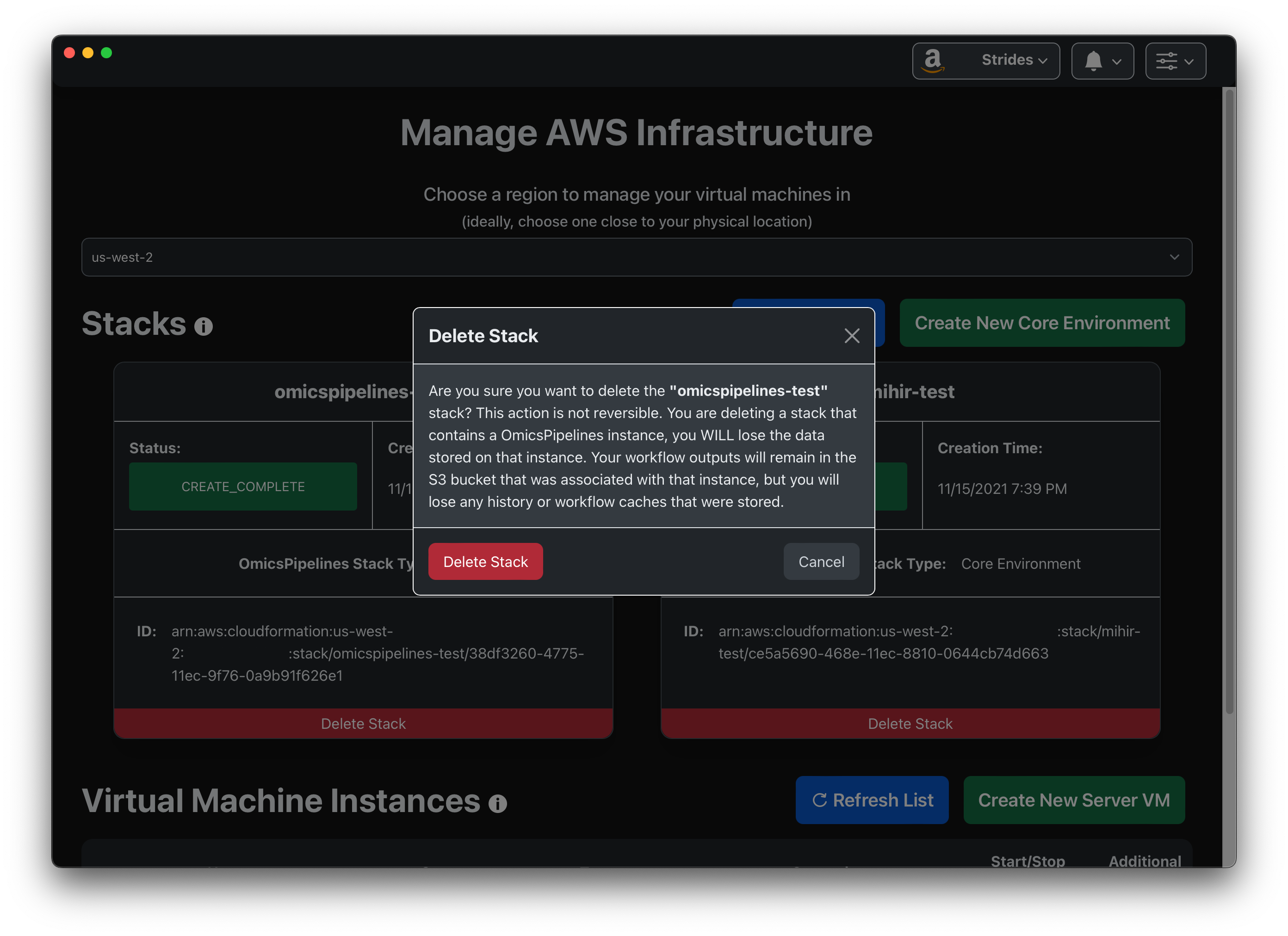 Delete Server stack